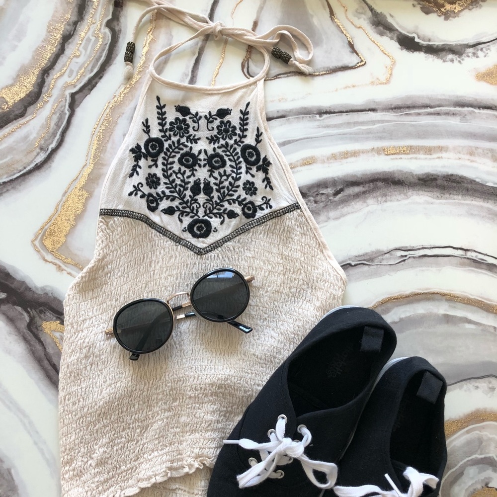 Embroidered Halter Top
